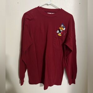 DISNEY *Vintage* Mickey Mouse Donald Duck Embroidered Long Sleeve T Women's Sz M